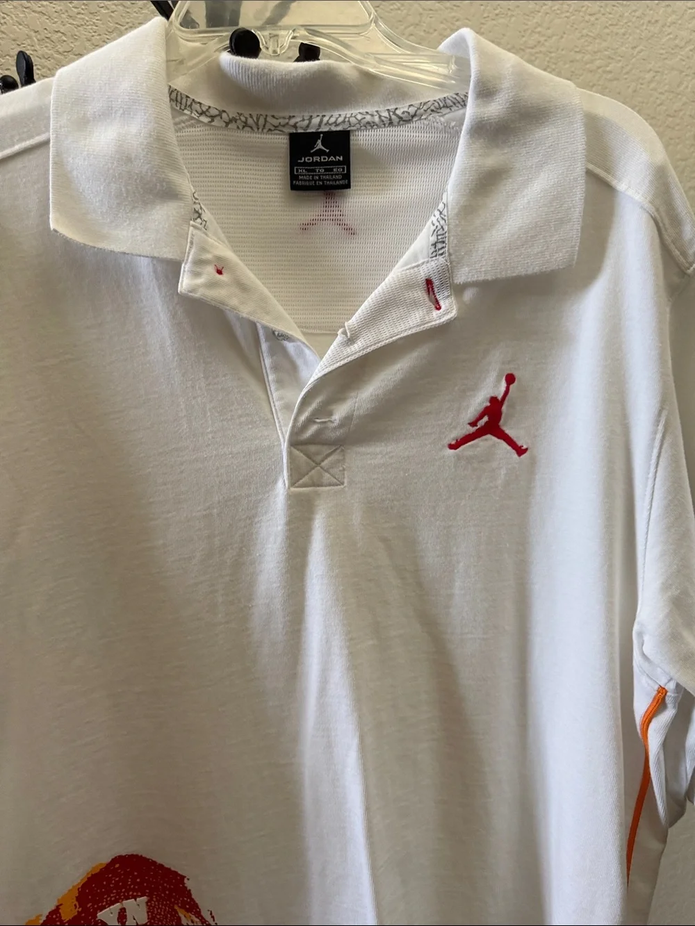 Jordan Spiz’ike Brooklyn vintage White Polo with Red & white.